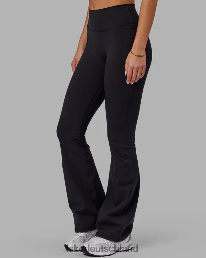 Frauen LSKD Alltags-Leggings mit ausgestelltem Schnitt und Taschen – Schwarz Bekleidung VD2NLV659