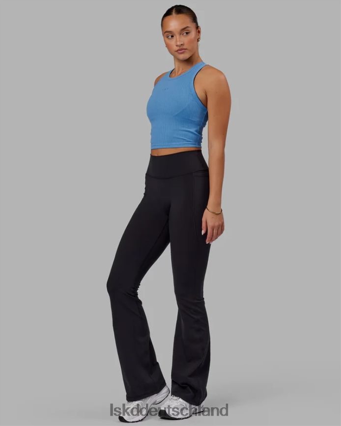 Frauen LSKD Alltags-Leggings mit ausgestelltem Schnitt und Taschen – Schwarz Bekleidung VD2NLV659
