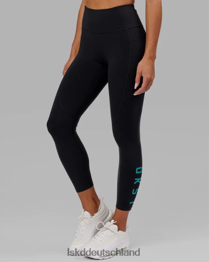 Frauen LSKD Rep-Leggings in 7/8-Länge – Schwarz-Hyper-Teal Bekleidung VD2NLV554