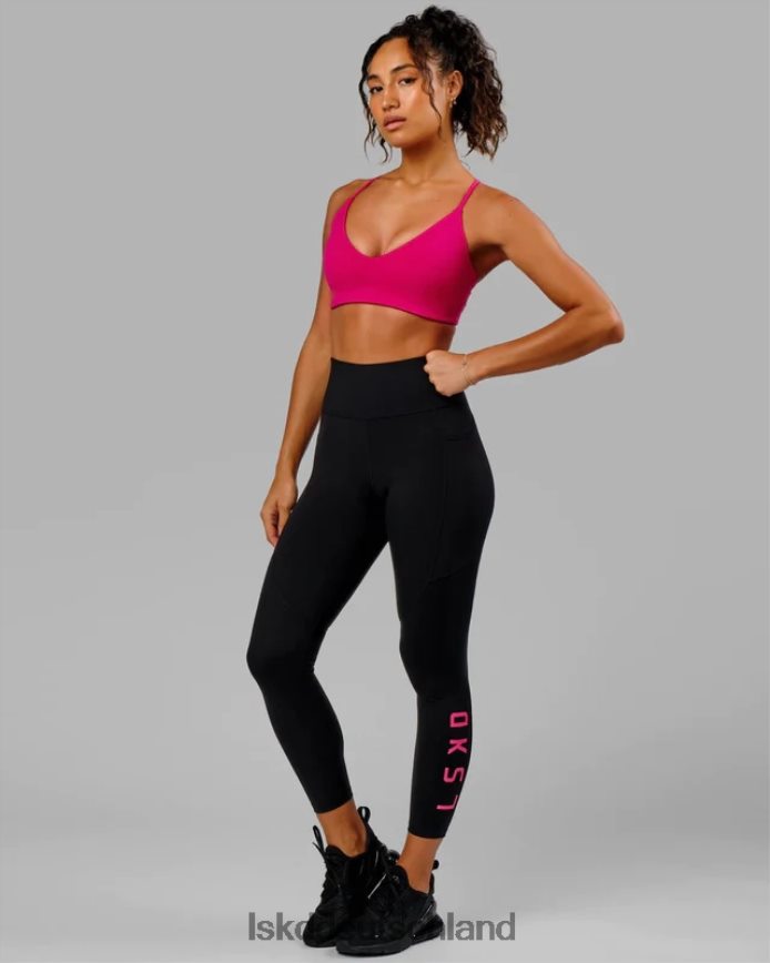 Frauen LSKD Rep-Leggings in voller Länge – Schwarz-Boysenberry Bekleidung VD2NLV715