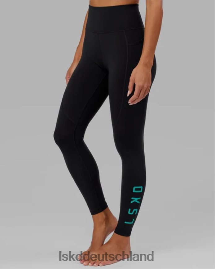 Frauen LSKD Rep-Leggings in voller Länge – Schwarz-Hyper-Teal Bekleidung VD2NLV551