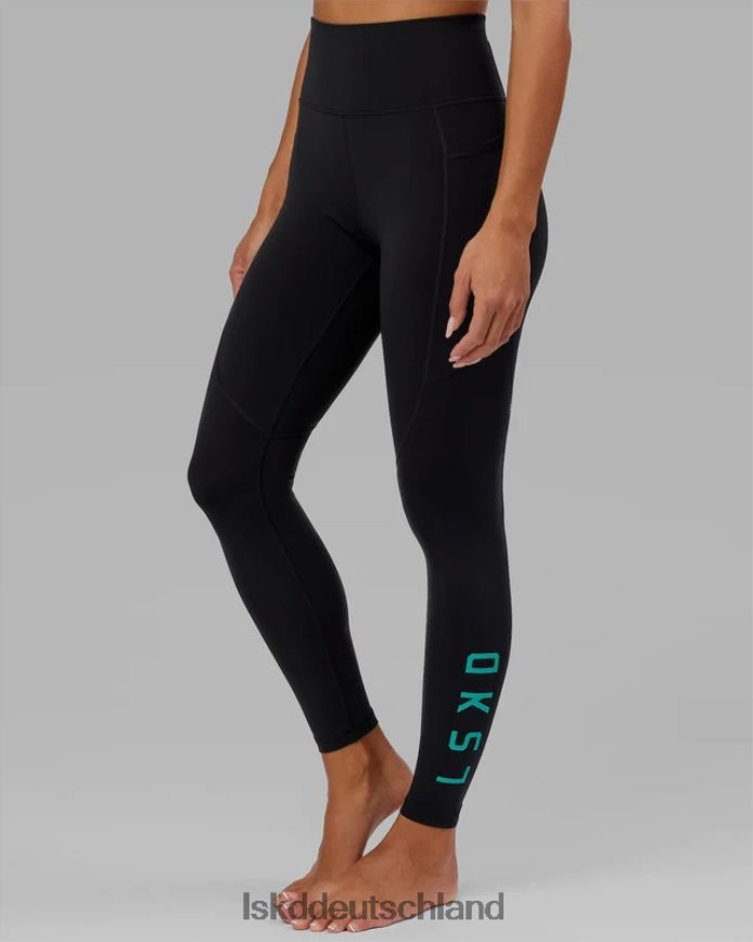 Frauen LSKD Rep-Leggings in voller Länge – Schwarz-Hyper-Teal Bekleidung VD2NLV551