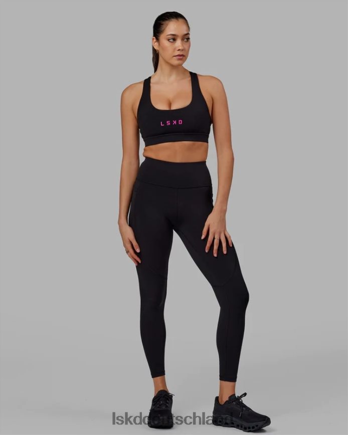 Frauen LSKD Rep-Leggings in voller Länge – Schwarz-Neonmagenta Bekleidung VD2NLV614
