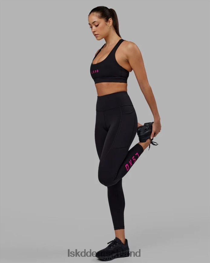Frauen LSKD Rep-Leggings in voller Länge – Schwarz-Neonmagenta Bekleidung VD2NLV614