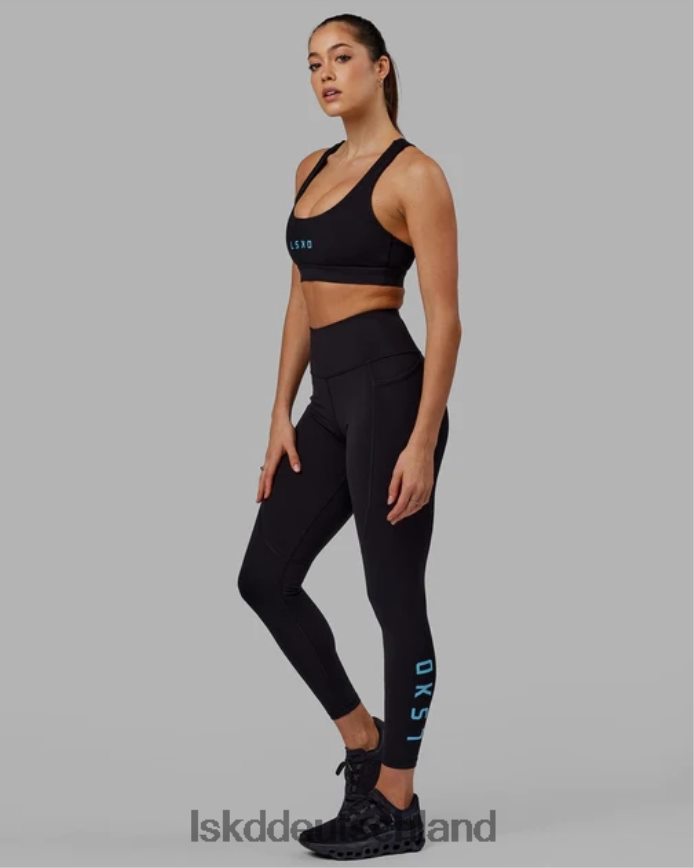 Frauen LSKD Rip-Leggings in voller Länge – Schwarz-Azurblau Bekleidung VD2NLV593
