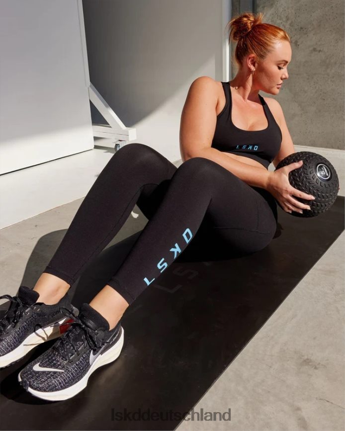 Frauen LSKD Rip-Leggings in voller Länge – Schwarz-Azurblau Bekleidung VD2NLV593