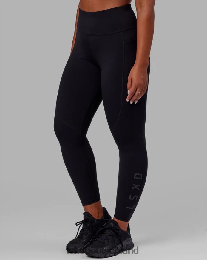 Frauen LSKD Rip-Leggings in voller Länge – Schwarz-Schwarz Bekleidung VD2NLV540