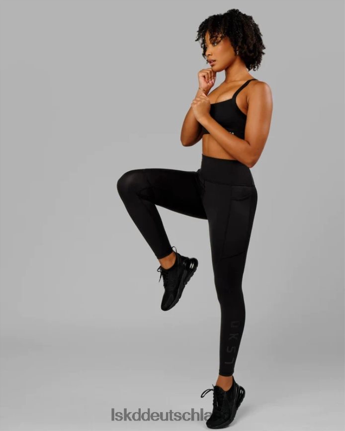 Frauen LSKD Rip-Leggings in voller Länge – Schwarz-Schwarz Bekleidung VD2NLV540