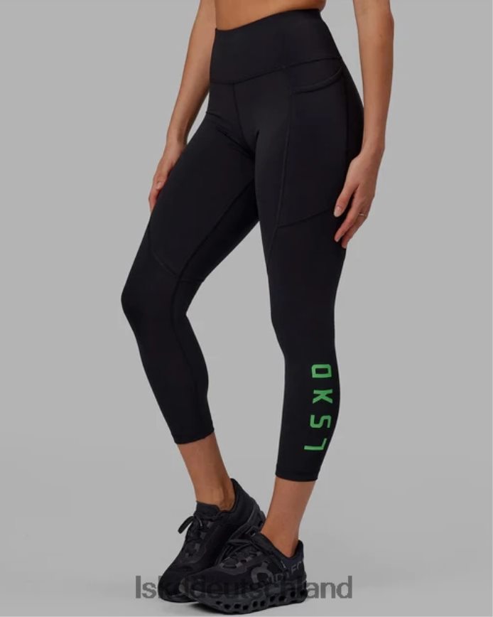 Frauen LSKD Rips-Leggings in 7/8-Länge – Schwarz-Apfel-Minze Bekleidung VD2NLV612