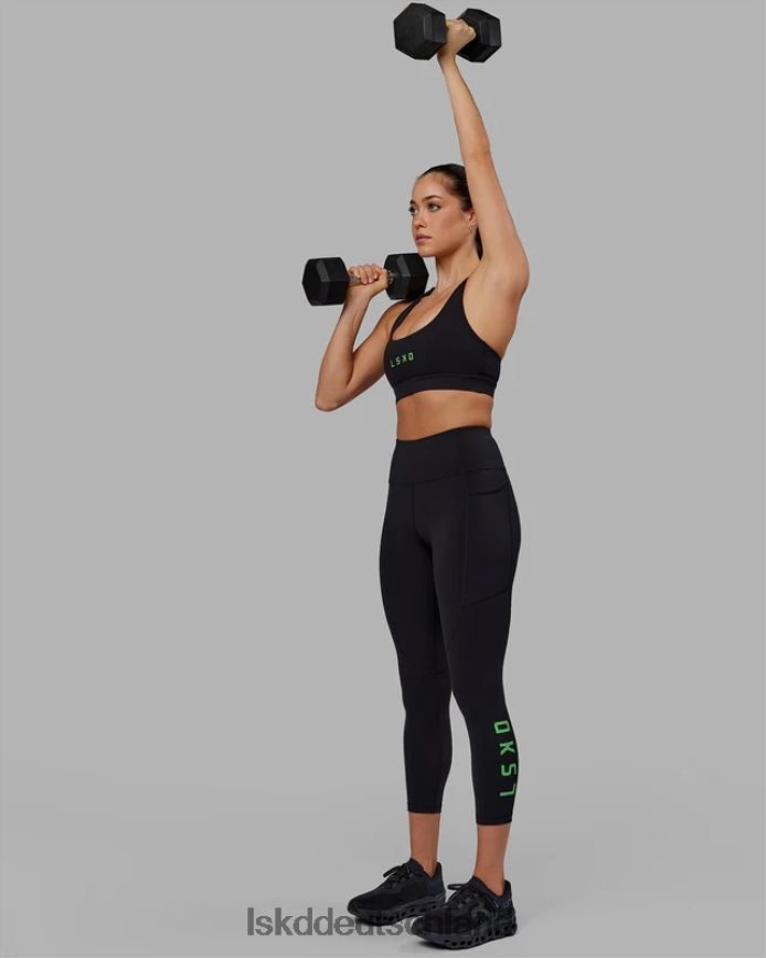 Frauen LSKD Rips-Leggings in 7/8-Länge – Schwarz-Apfel-Minze Bekleidung VD2NLV612