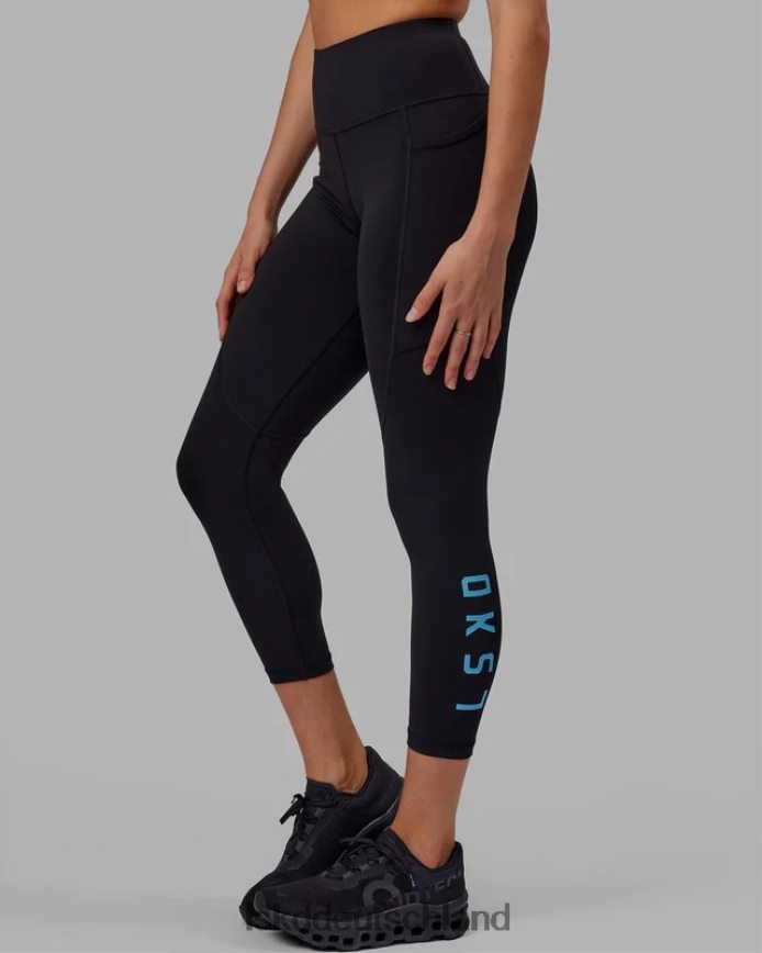 Frauen LSKD Rips-Leggings in 7/8-Länge – Schwarz-Azurblau Bekleidung VD2NLV592