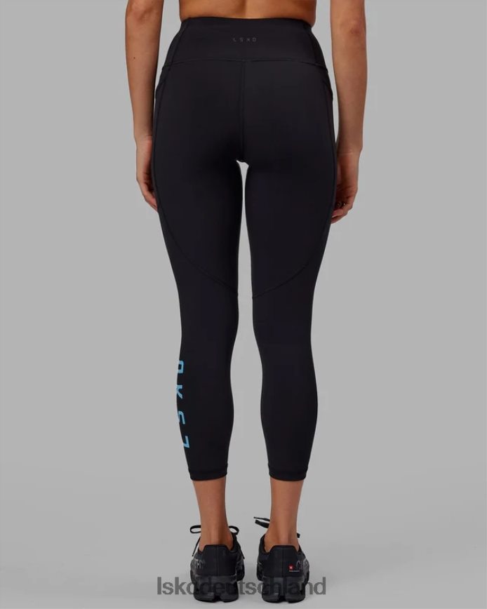Frauen LSKD Rips-Leggings in 7/8-Länge – Schwarz-Azurblau Bekleidung VD2NLV592
