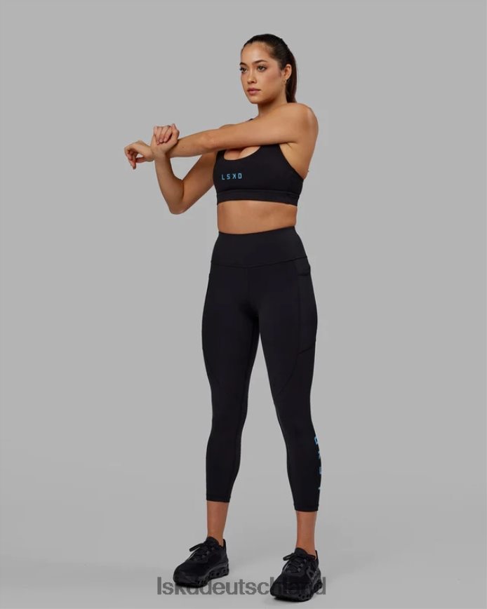 Frauen LSKD Rips-Leggings in 7/8-Länge – Schwarz-Azurblau Bekleidung VD2NLV592
