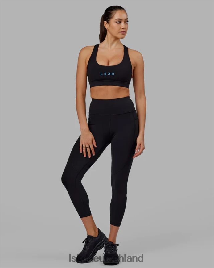 Frauen LSKD Rips-Leggings in 7/8-Länge – Schwarz-Azurblau Bekleidung VD2NLV592