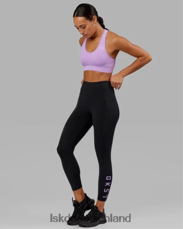 Frauen LSKD Rips-Leggings in 7/8-Länge – Schwarz-Flieder Bekleidung VD2NLV661