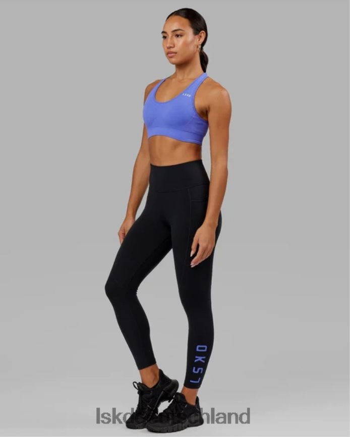 Frauen LSKD Rips-Leggings in 7/8-Länge – Schwarz-Kornblumenblau Bekleidung VD2NLV730