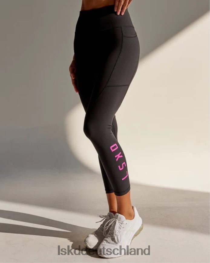 Frauen LSKD Rips-Leggings in 7/8-Länge – Schwarz-Neonmagenta Bekleidung VD2NLV601