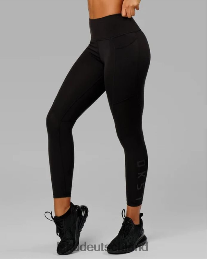 Frauen LSKD Rips-Leggings in 7/8-Länge – Schwarz-Schwarz Bekleidung VD2NLV539