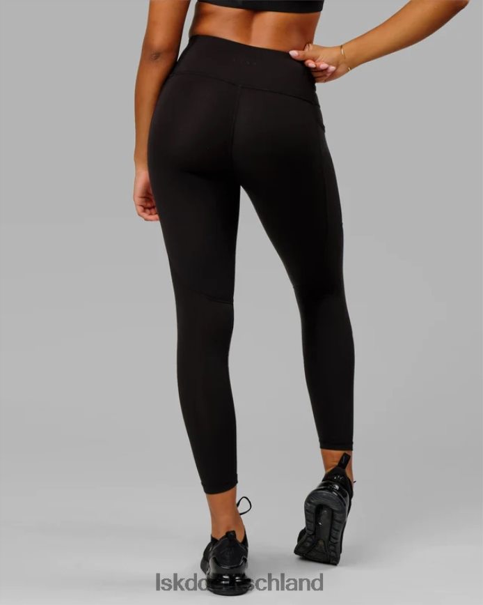 Frauen LSKD Rips-Leggings in 7/8-Länge – Schwarz-Schwarz Bekleidung VD2NLV539