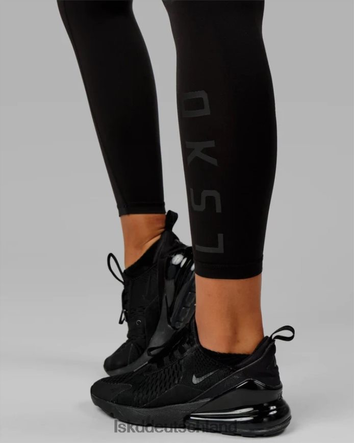 Frauen LSKD Rips-Leggings in 7/8-Länge – Schwarz-Schwarz Bekleidung VD2NLV539