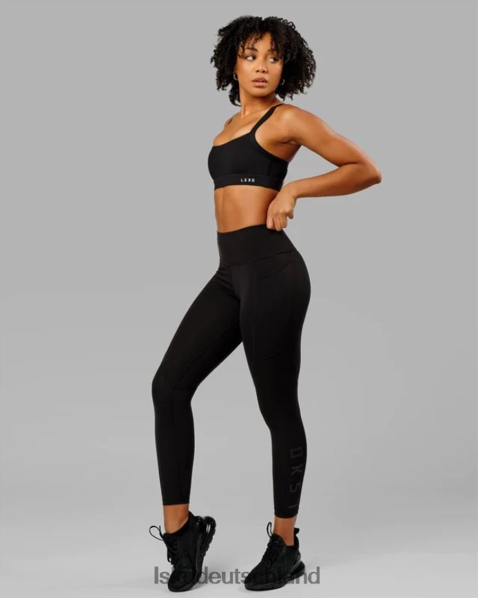 Frauen LSKD Rips-Leggings in 7/8-Länge – Schwarz-Schwarz Bekleidung VD2NLV539