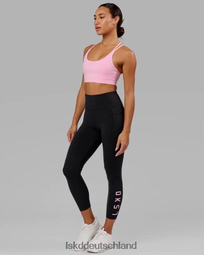 Frauen LSKD Rips-Leggings in 7/8-Länge – schwarz-rosa Zuckerguss Bekleidung VD2NLV664