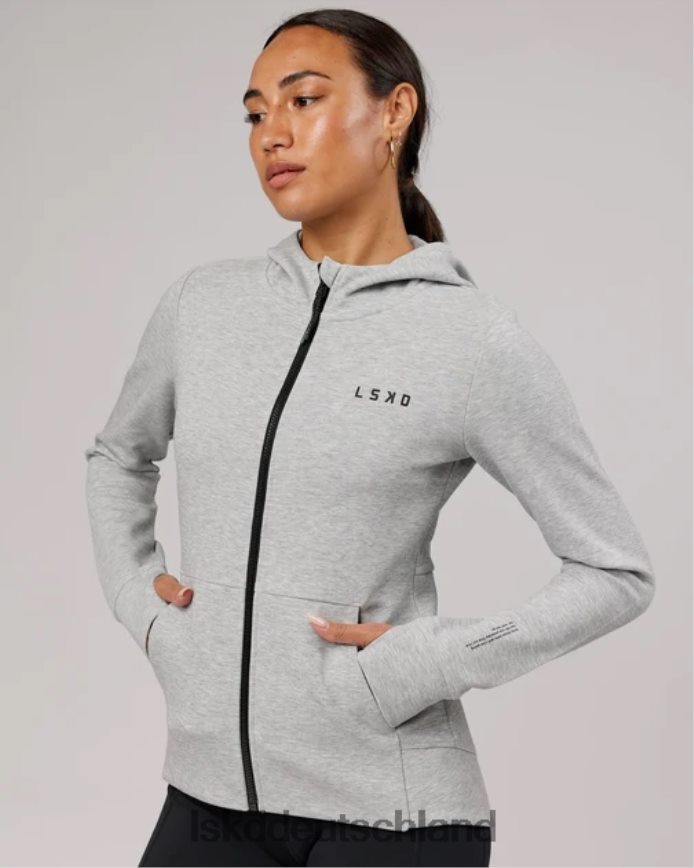Frauen LSKD Athlet Forged Fleece-Kapuzenpullover mit durchgehendem Reißverschluss – Hellgrau meliert Bekleidung VD2NLV373