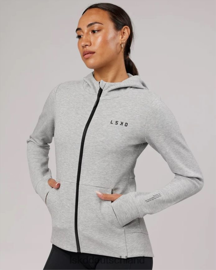 Frauen LSKD Athlet Forged Fleece-Kapuzenpullover mit durchgehendem Reißverschluss – Hellgrau meliert Bekleidung VD2NLV373