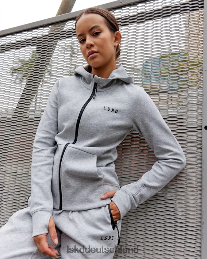 Frauen LSKD Athlet Forged Fleece-Kapuzenpullover mit durchgehendem Reißverschluss – Hellgrau meliert Bekleidung VD2NLV373
