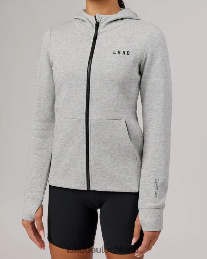 Frauen LSKD Athlet Forged Fleece-Kapuzenpullover mit durchgehendem Reißverschluss – Hellgrau meliert Bekleidung VD2NLV373