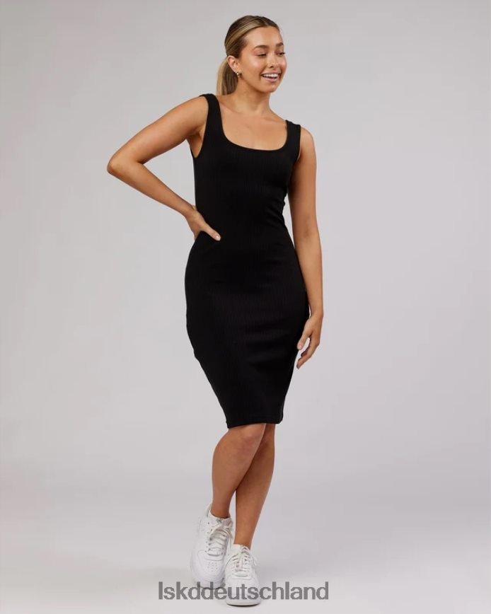 Frauen LSKD Geripptes Rory-Kleid – Schwarz Bekleidung VD2NLV505