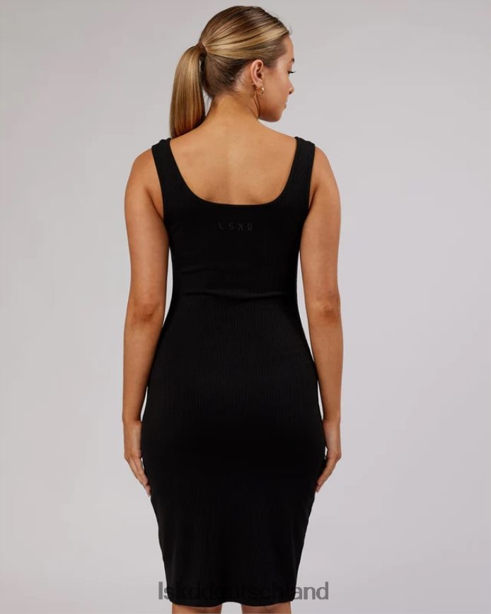 Frauen LSKD Geripptes Rory-Kleid – Schwarz Bekleidung VD2NLV505