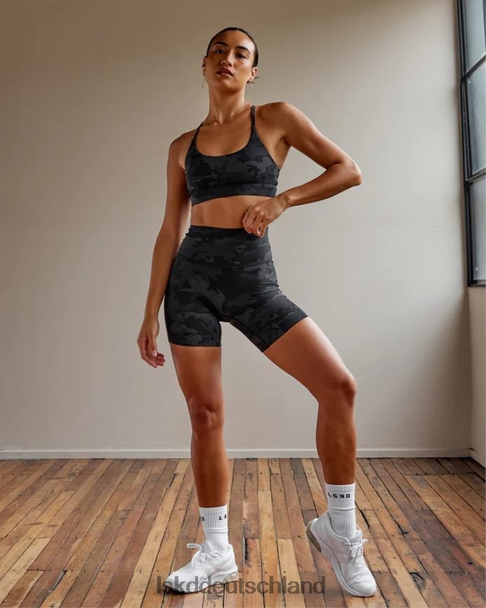 Frauen LSKD Elixir mittellange Shorts – schwarzes Tarnmuster Bekleidung VD2NLV548