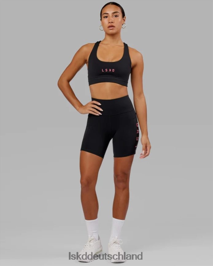 Frauen LSKD Mittellange Rep-Shorts – Schwarz-Flamingo Bekleidung VD2NLV615