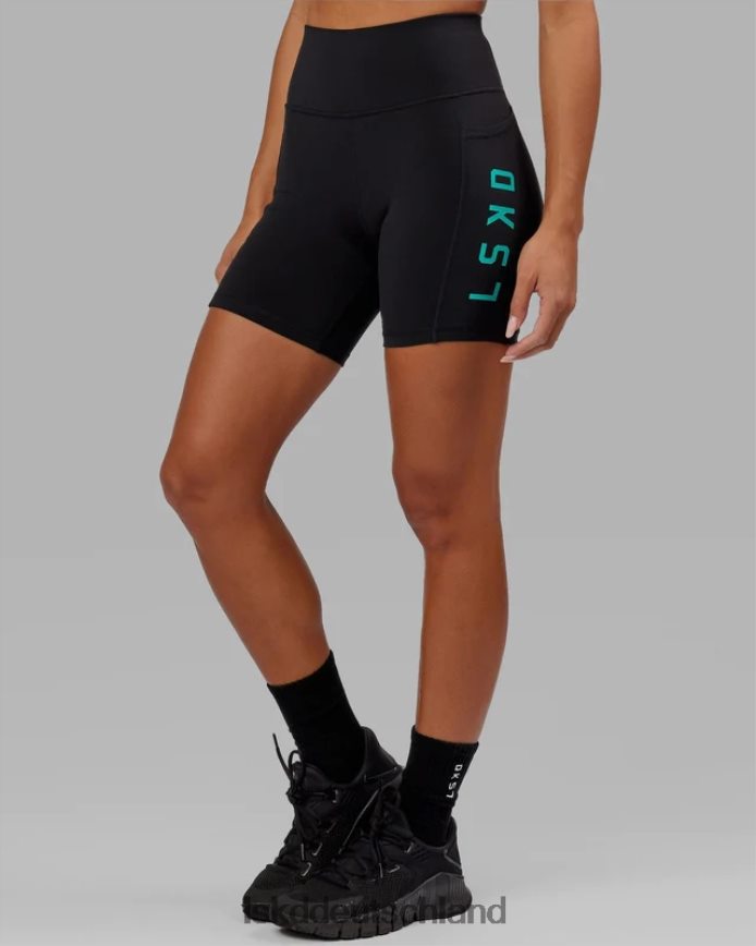 Frauen LSKD Mittellange Rep-Shorts – Schwarz-Hyper-Petrol Bekleidung VD2NLV693