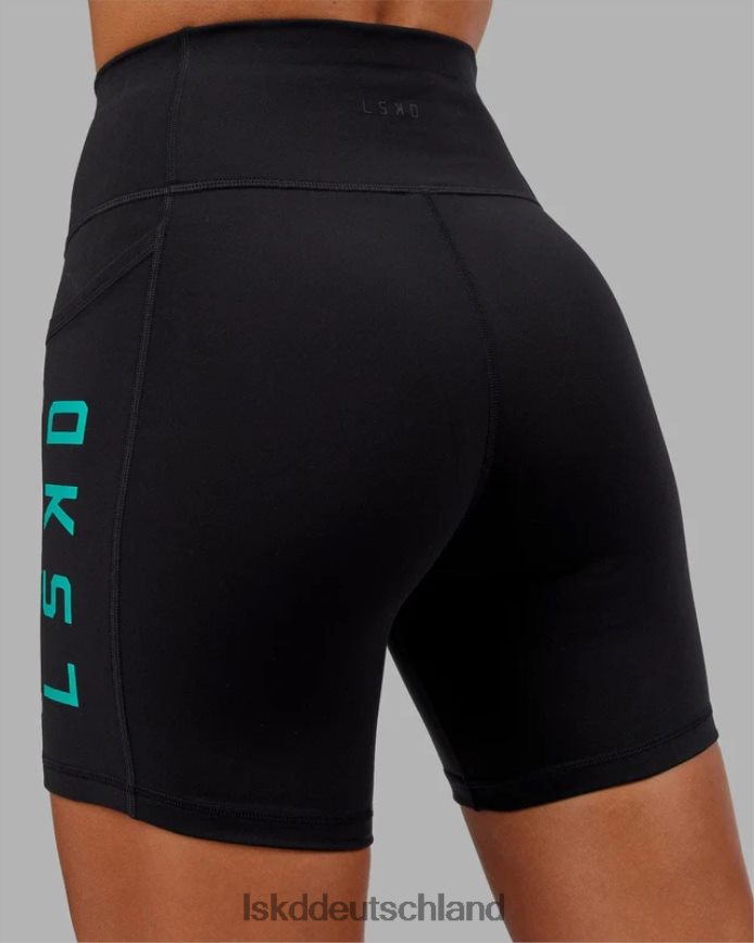 Frauen LSKD Mittellange Rep-Shorts – Schwarz-Hyper-Petrol Bekleidung VD2NLV693