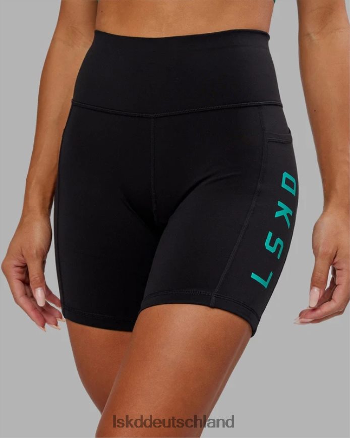Frauen LSKD Mittellange Rep-Shorts – Schwarz-Hyper-Petrol Bekleidung VD2NLV693