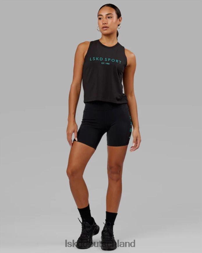 Frauen LSKD Mittellange Rep-Shorts – Schwarz-Hyper-Petrol Bekleidung VD2NLV693