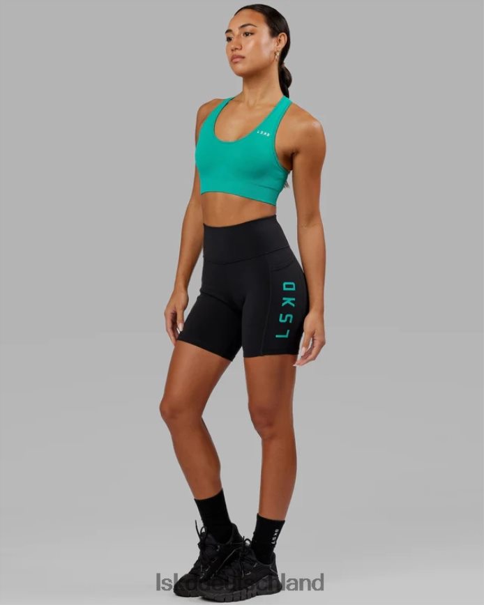 Frauen LSKD Mittellange Rep-Shorts – Schwarz-Hyper-Petrol Bekleidung VD2NLV693