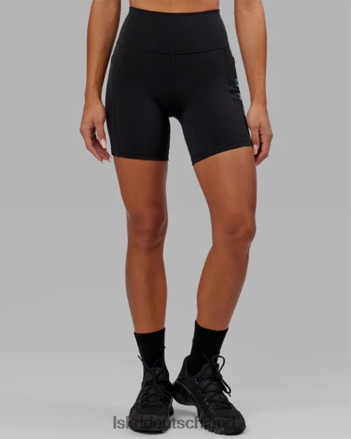 Frauen LSKD Mittellange Rep-Shorts – Schwarz-Hyper-Petrol Bekleidung VD2NLV693