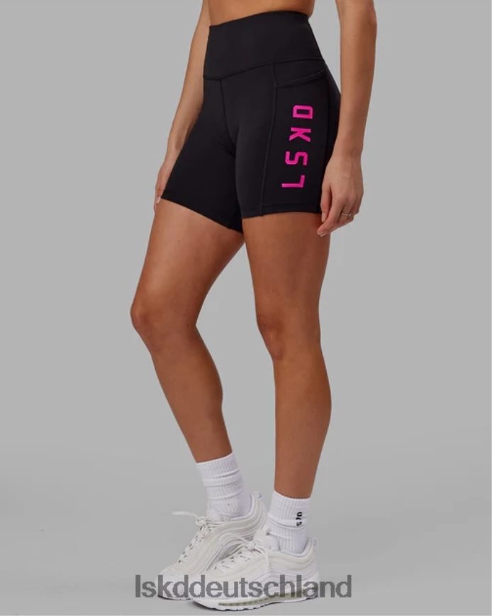 Frauen LSKD Mittellange Rep-Shorts – Schwarz-Neon-Magenta Bekleidung VD2NLV625