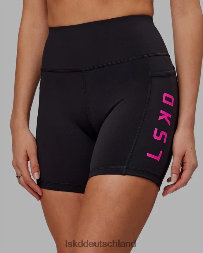 Frauen LSKD Mittellange Rep-Shorts – Schwarz-Neon-Magenta Bekleidung VD2NLV625