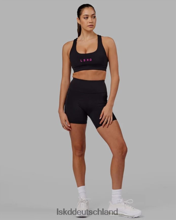 Frauen LSKD Mittellange Rep-Shorts – Schwarz-Neon-Magenta Bekleidung VD2NLV625
