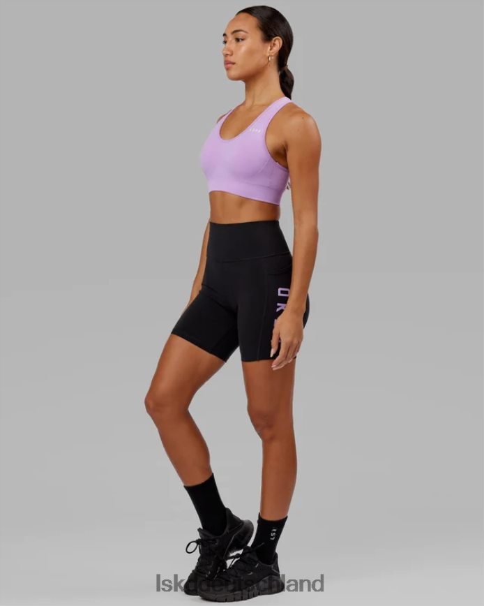 Frauen LSKD Rep-Shorts in mittlerer Länge – schwarz-lila Bekleidung VD2NLV656