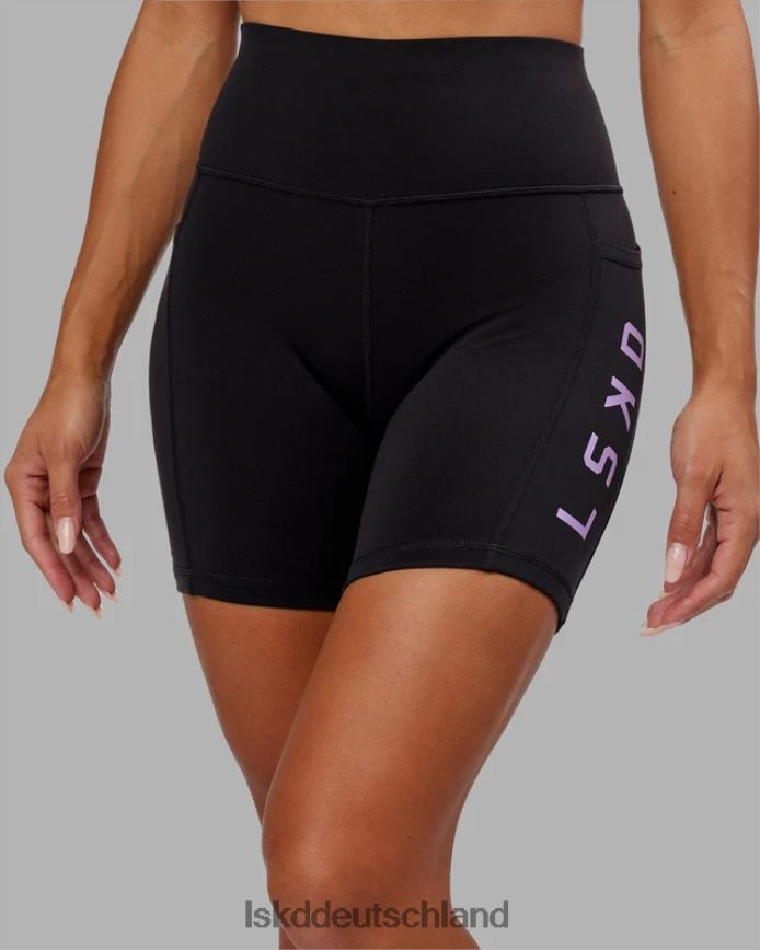 Frauen LSKD Rep-Shorts in mittlerer Länge – schwarz-lila Bekleidung VD2NLV656