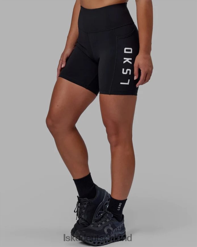 Frauen LSKD Rips-Shorts in mittlerer Länge – schwarz-weiß Bekleidung VD2NLV545