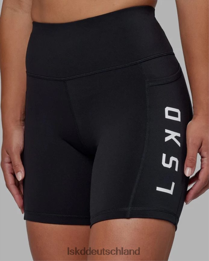 Frauen LSKD Rips-Shorts in mittlerer Länge – schwarz-weiß Bekleidung VD2NLV545