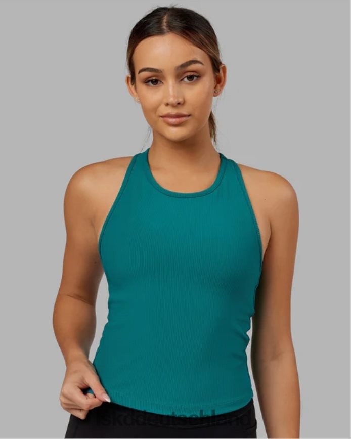 Frauen LSKD Flow gerippter Hebe-BH, Performance-Tanktop – Seegrün Bekleidung VD2NLV148