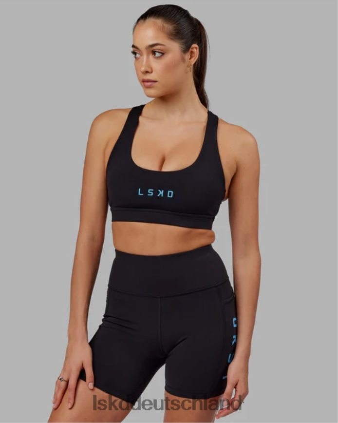 Frauen LSKD Rep Sport-BH kleines Logo - Schwarz-Azurblau Bekleidung VD2NLV35