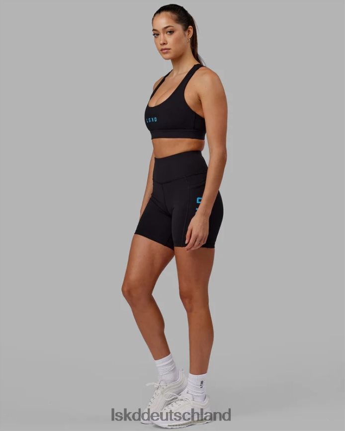 Frauen LSKD Rep Sport-BH kleines Logo - Schwarz-Azurblau Bekleidung VD2NLV35